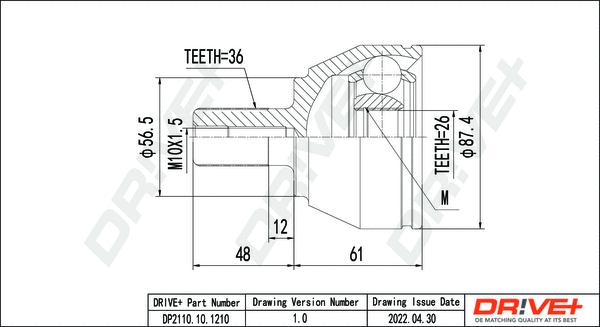 Joint Kit, drive shaft (DP2110.10.1210)