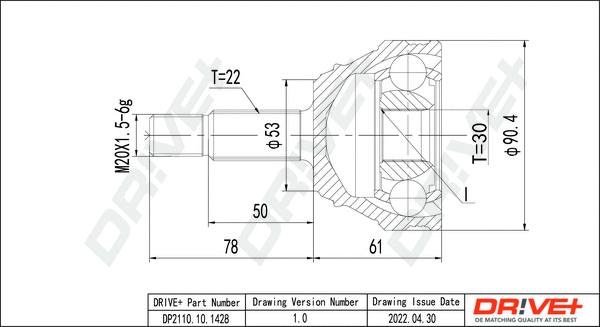 Joint Kit, drive shaft (DP2110.10.1428)