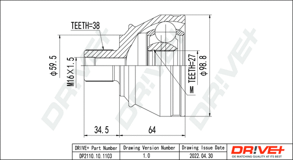 Joint Kit, drive shaft (DP2110.10.1103)