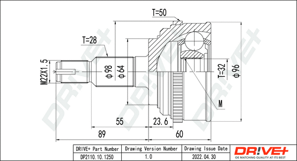 Joint Kit, drive shaft (DP2110.10.1250)