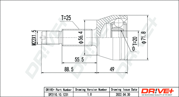 Joint Kit, drive shaft (DP2110.10.1231)