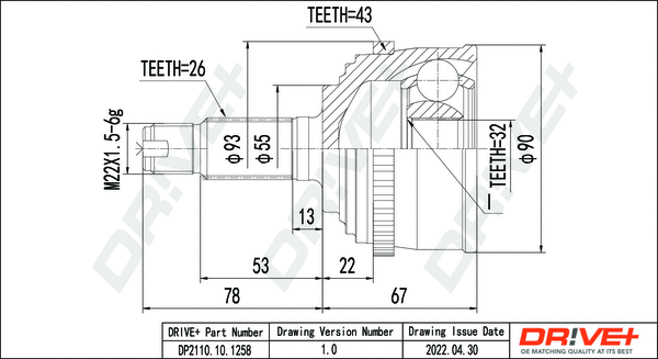 Joint Kit, drive shaft (DP2110.10.1258)