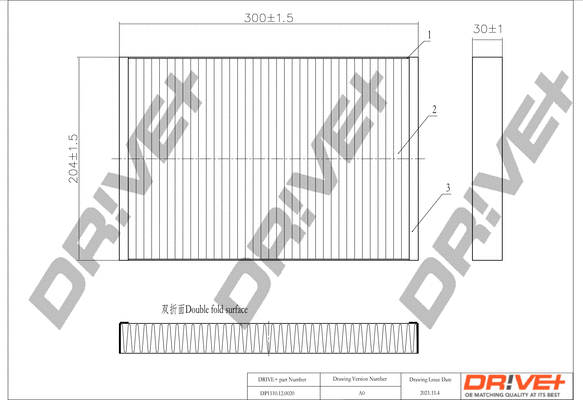 Filter, cabin air (DP1110.12.0020)