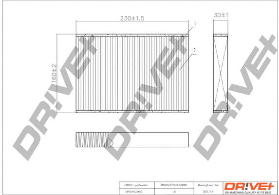 Filter, cabin air (DP1110.12.0012)