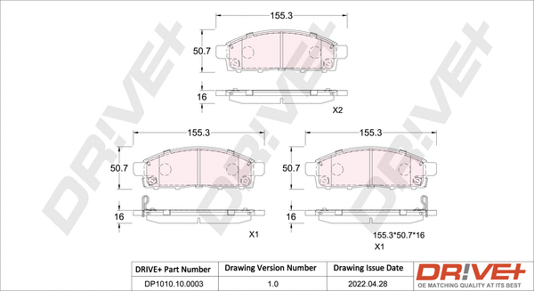 Brake Pad Set, disc brake (DP1010.10.0003)