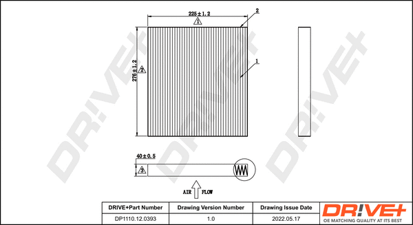 Filter, cabin air (DP1110.12.0393)
