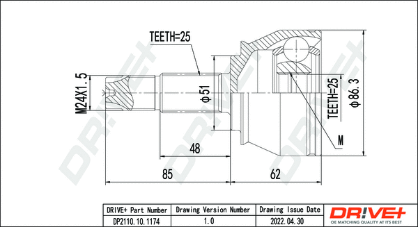 Joint Kit, drive shaft (DP2110.10.1174)
