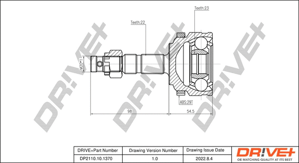 Joint Kit, drive shaft (DP2110.10.1370)