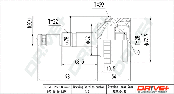 Joint Kit, drive shaft (DP2110.10.1379)