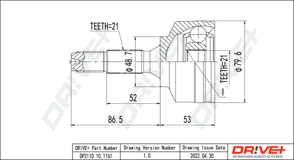 Joint Kit, drive shaft (DP2110.10.1161)