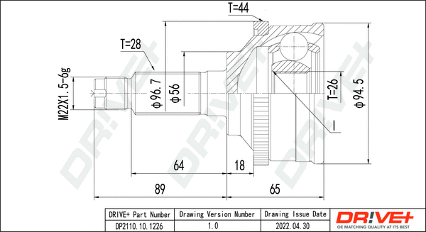 Joint Kit, drive shaft (DP2110.10.1226)