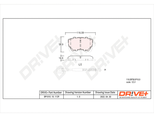 Brake Pad Set, disc brake (DP1010.10.1129)