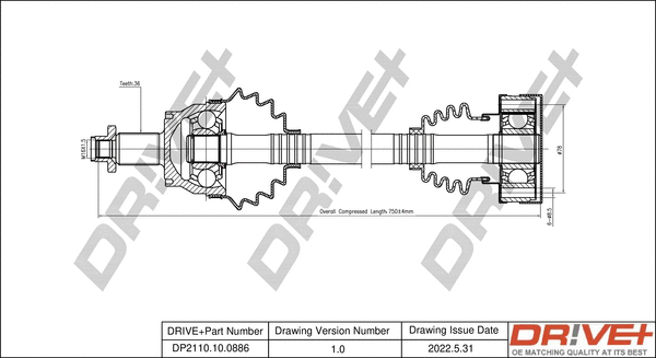 Drive Shaft (DP2110.10.0886)