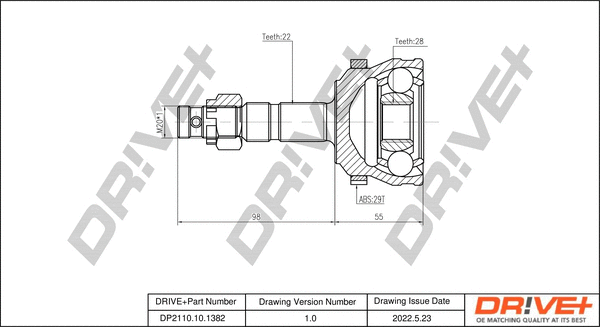 Joint Kit, drive shaft (DP2110.10.1382)