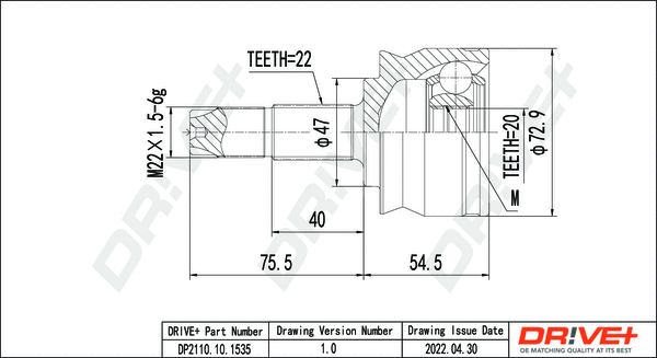 Joint Kit, drive shaft (DP2110.10.1535)