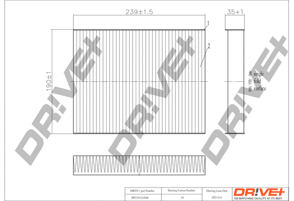 Filter, cabin air (DP1110.12.0040)