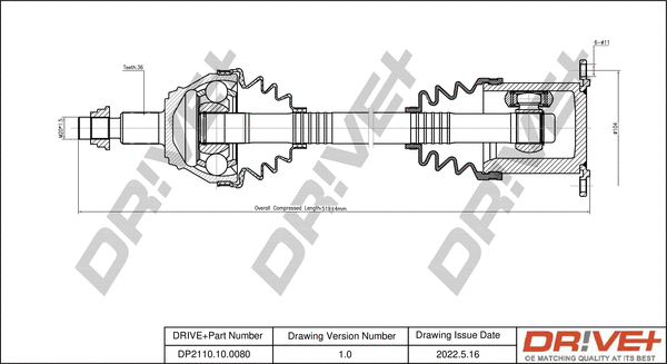 Drive Shaft (DP2110.10.0080)