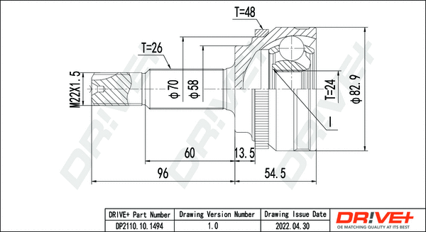 Joint Kit, drive shaft (DP2110.10.1494)