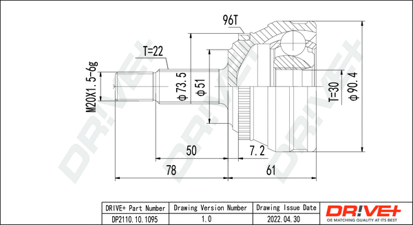 Joint Kit, drive shaft (DP2110.10.1095)