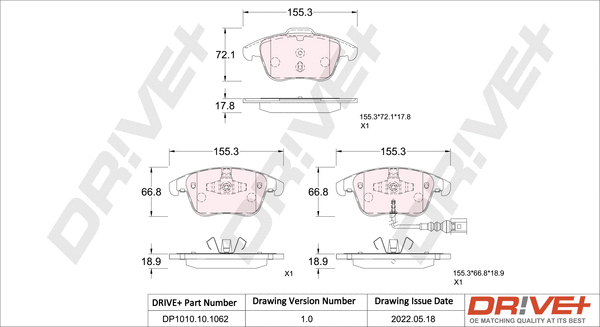 Brake Pad Set, disc brake (DP1010.10.1062)
