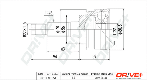 Joint Kit, drive shaft (DP2110.10.1294)