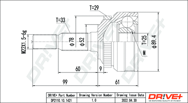 Joint Kit, drive shaft (DP2110.10.1421)
