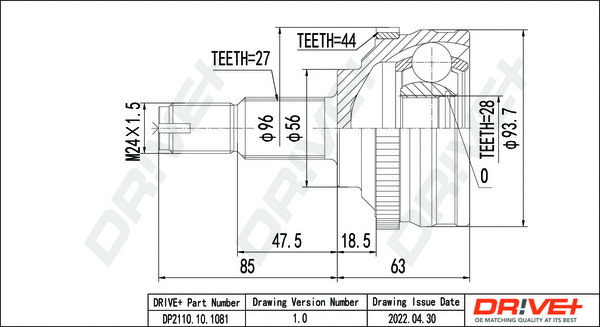 Joint Kit, drive shaft (DP2110.10.1081)