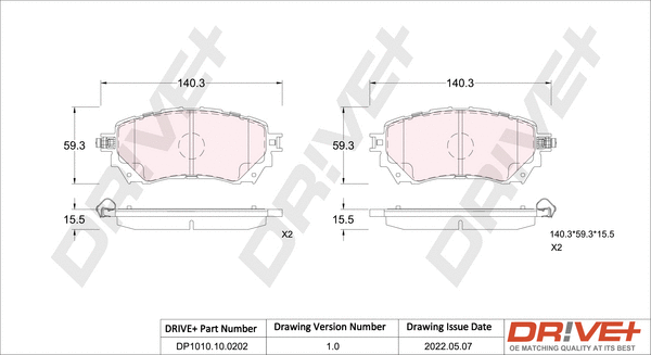 Brake Pad Set, disc brake (DP1010.10.0202)