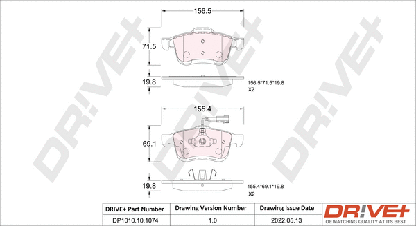 Brake Pad Set, disc brake (DP1010.10.1074)