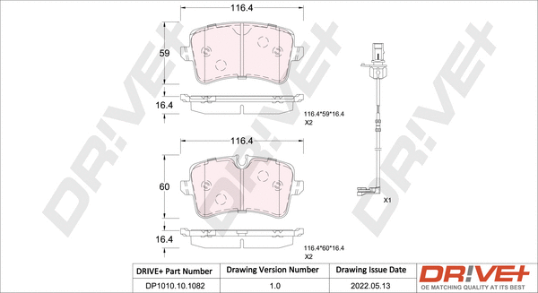Brake Pad Set, disc brake (DP1010.10.1082)