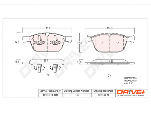 Brake Pad Set, disc brake (DP1010.10.0311)