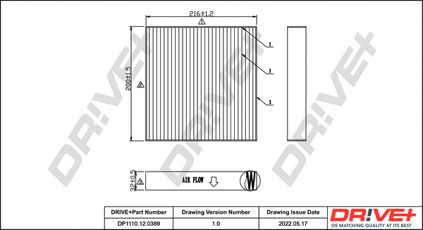 Filter, cabin air (DP1110.12.0389)
