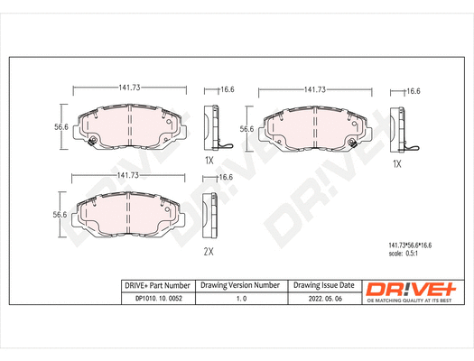 Brake Pad Set, disc brake (DP1010.10.0052)