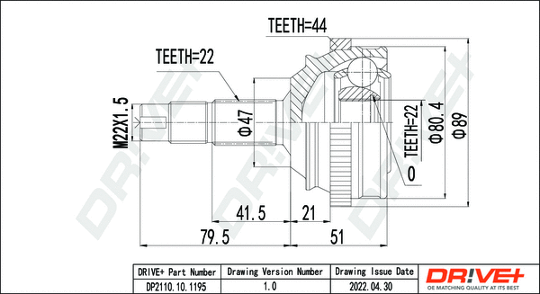 Joint Kit, drive shaft (DP2110.10.1195)