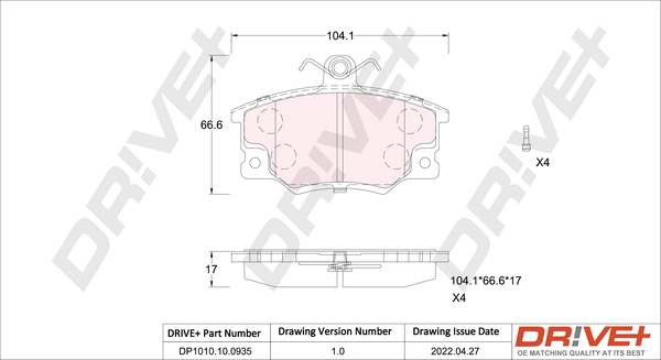 Brake Pad Set, disc brake (DP1010.10.0935)