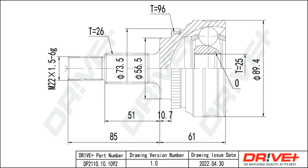 Joint Kit, drive shaft (DP2110.10.1092)