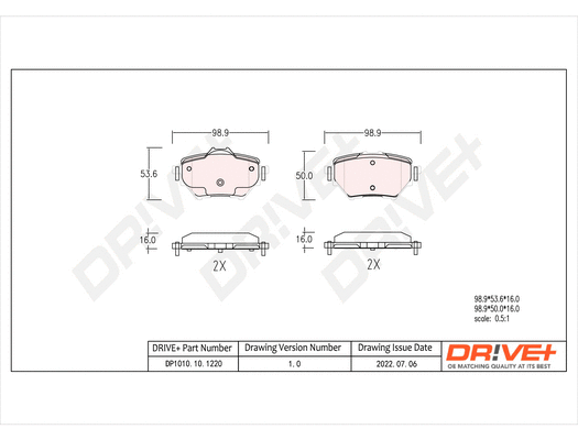 Brake Pad Set, disc brake (DP1010.10.1220)