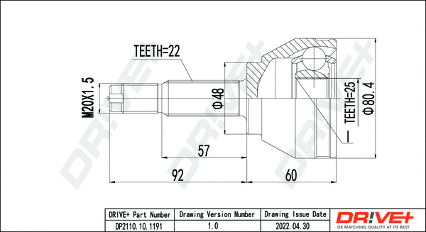 Joint Kit, drive shaft (DP2110.10.1191)