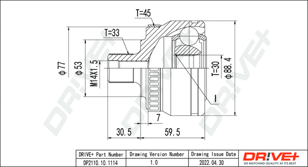 Joint Kit, drive shaft (DP2110.10.1114)