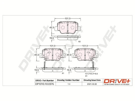 Brake Pad Set, disc brake (DP1010.10.0376)