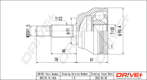 Joint Kit, drive shaft (DP2110.10.1426)