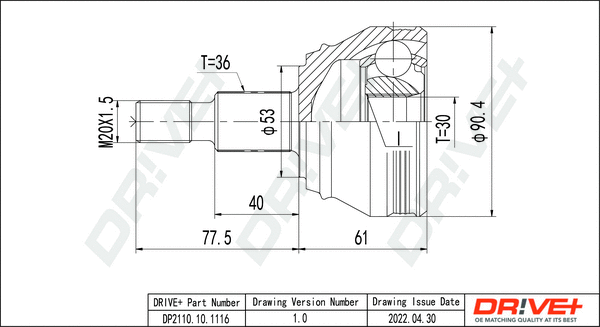 Joint Kit, drive shaft (DP2110.10.1116)