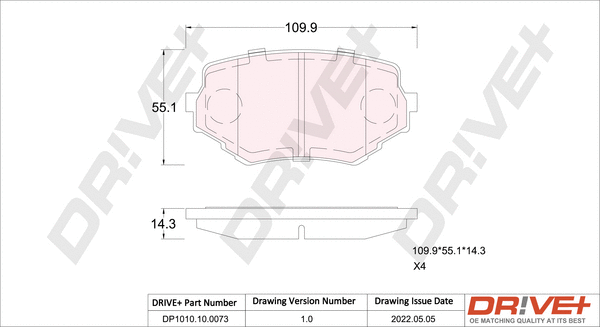 Brake Pad Set, disc brake (DP1010.10.0073)