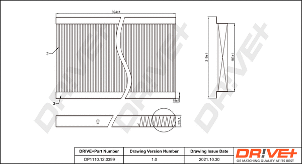Filter, cabin air (DP1110.12.0399)