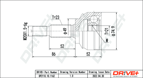 Joint Kit, drive shaft (DP2110.10.1162)
