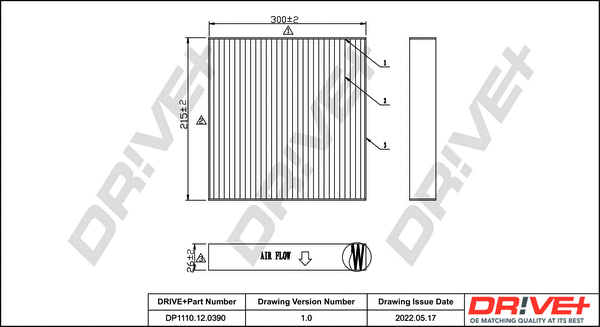 Filter, cabin air (DP1110.12.0390)