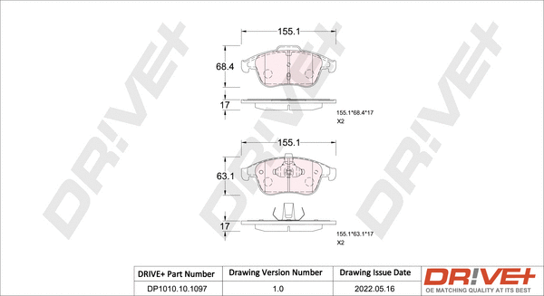 Brake Pad Set, disc brake (DP1010.10.1097)