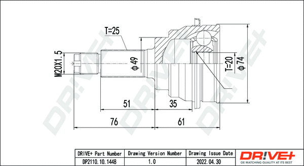 Joint Kit, drive shaft (DP2110.10.1448)