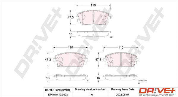 Brake Pad Set, disc brake (DP1010.10.0403)