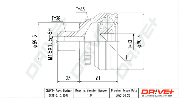 Joint Kit, drive shaft (DP2110.10.1093)